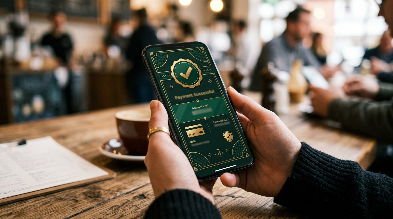 Stilisierte PayPal-Transaktion auf modernem Smartphone-Display